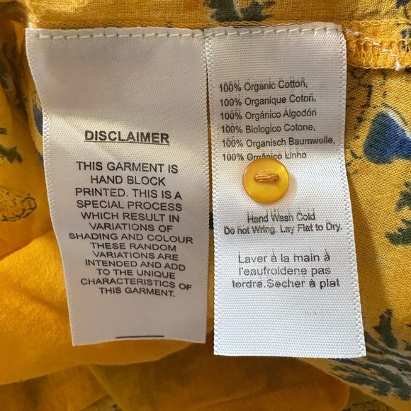 Emerson Fry Basalie Dress Floral India Collection Yellow Marigold Mini Cotton M - Picture 11 of 11